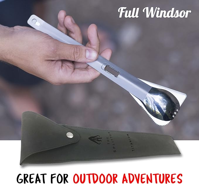 FULL WiNDSOR - SPLITTER Hypalon Pouch - Portable Utensils Case for Travel, Camping, Lunch - Waterproof, Pocket-Sized Holder for Cutlery, Chopsticks, Spork, Tongs - Black, Compact Size