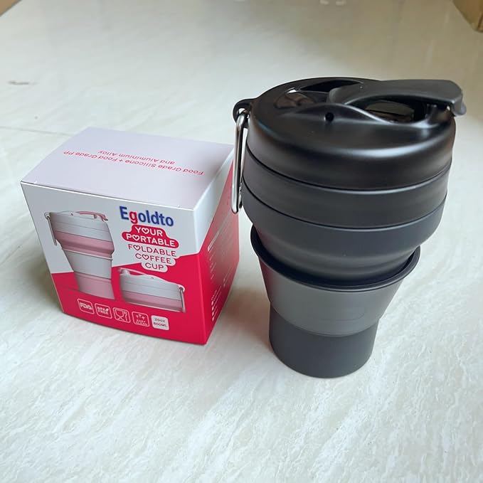 Collapsible Coffee Cup, 20 OZ 600ml Silicone Travel Folding Cup, Leak Proof BPA Free Portable Cup, Travel mug with Lids for Camping hiking