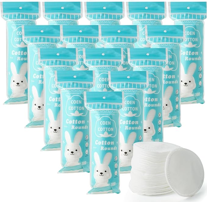 Premium Cotton Rounds, 100 Count (Pack of 15) Cotton Pads for Face, 100% Cotton Makeup Remover Pads, Soft & Non-Irritating for Most Skin Types