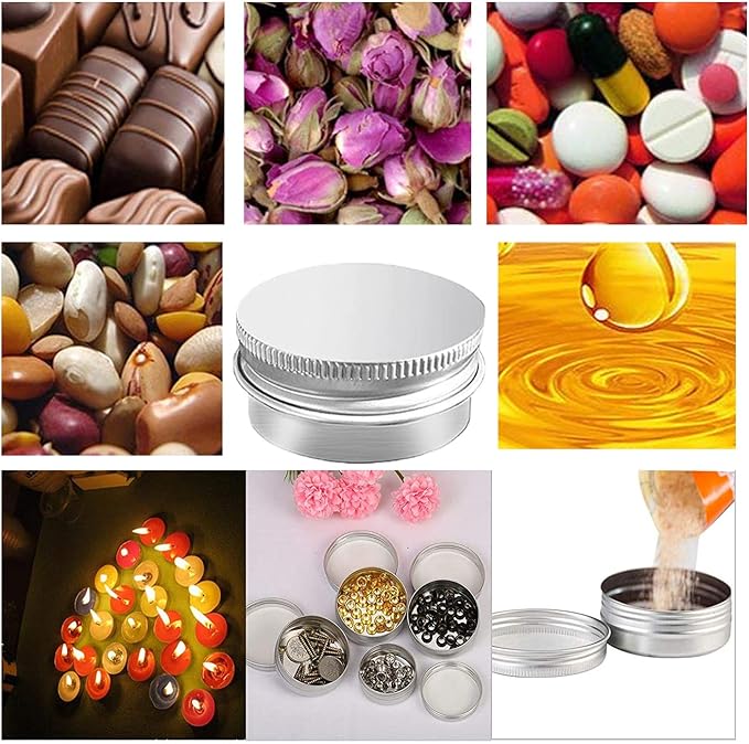 30 Pack 1 oz Aluminum Tin Jar with Screw Lid 30 ml Round Refillable Containers