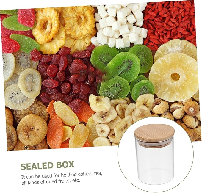 3 Pcs Glass Storage Jars with Wooden Airtight Lids Kitchen Sealed Containers for Snacks Tea Candy Flour Pantry Organization
