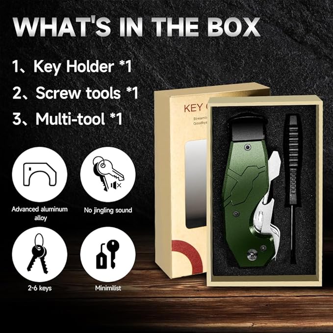Compact Metal Aluminum Key Organizer, Minimalist Innovative Keyholder-Car Key Chain, Smart KeyChains Key Case up to 6 Keys