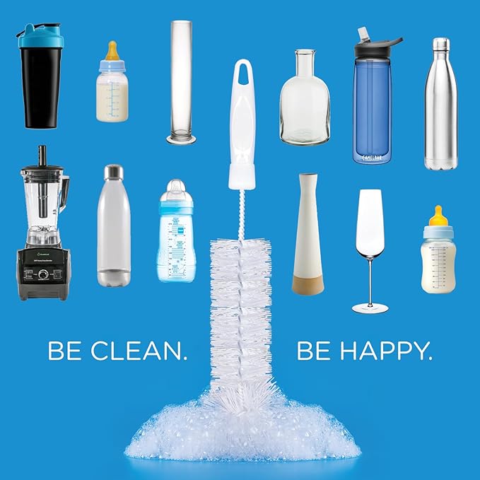LOLA Bottle Brush Cleaner, Durable Fiber Bristles Around Twisted Wire with Gripper Handle & Storage Hang Hole, Dishwasher Safe, 1 Pack