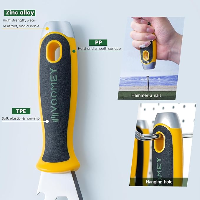 Voomey 12-In-1 Putty knife, Paint Scraper Tool, Stainless Steel Paint Scraper, 2 packs, Metal Scraper for Cleaning Paint Rollers, Hammers, Removing Wall Cracks