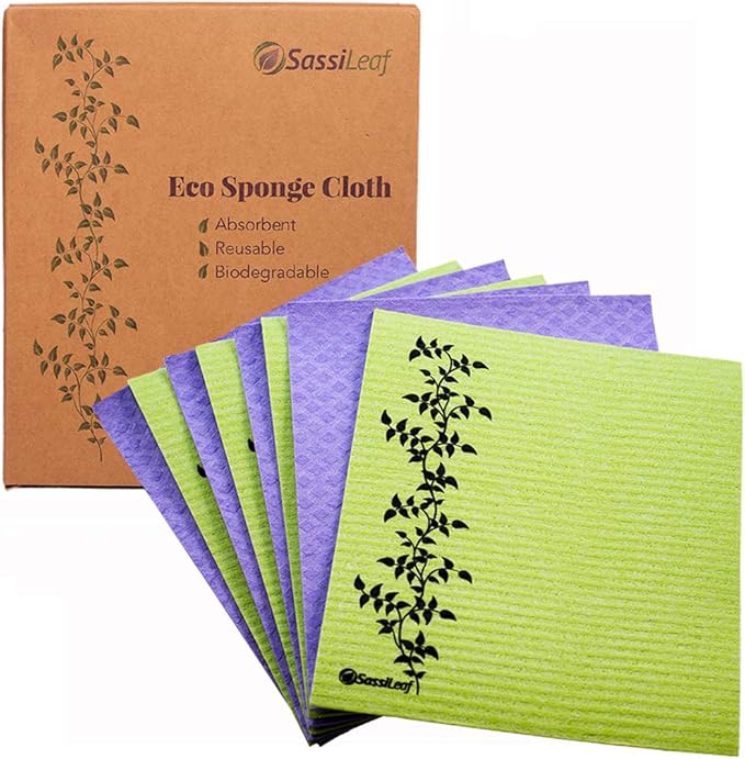 Swedish Dishcloth Cellulose Sponge Cloth, Absorbent, Reusable, Eco-Friendly, Set of 8