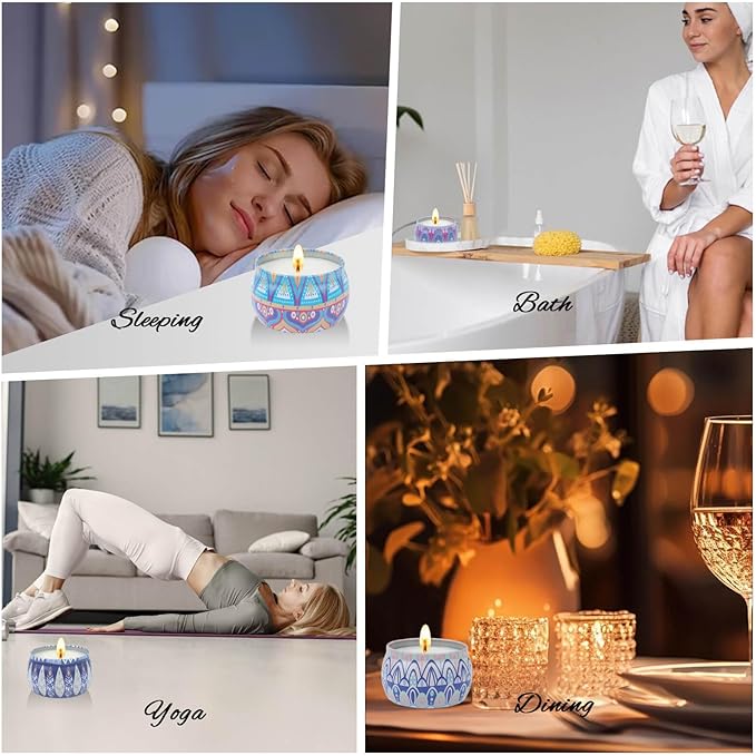 Scented Candles Gifts for Women, 4 Large 4.4 Oz Aromatherapy Candles for Home Scented, 120 Hour Long Burn Soy Wax Candles Set, Jar Candle Great for Christmas, Holiday, Celebrations, Gift, Yoga