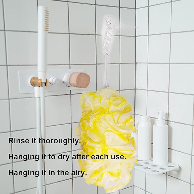 PPHAO Loofah on a Stick - Long Handle Bath Brush for Men & Women - Plastic Loofah - 2Pack - Yellow