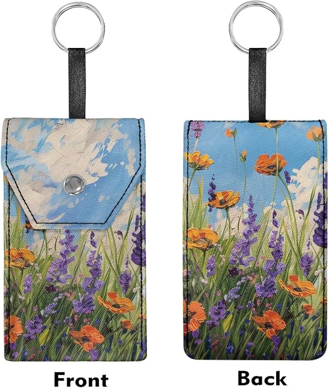 Oil Painting Purse Tissue Packs Portable Tissue Holder with Hanging Rope Travel Tissue Holder Snap Button Enclosed Tissue Packs