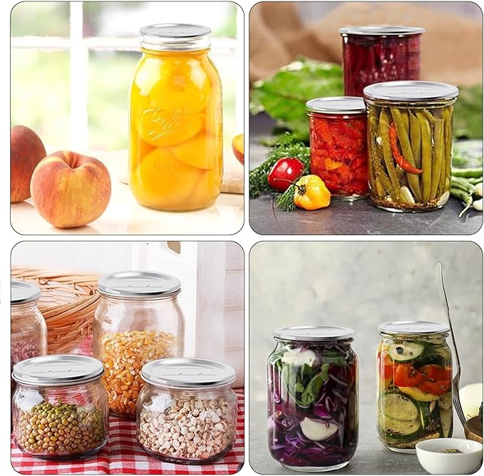 48PCS Mason Jar Lids for Wide and Regular Mouth Jars, With Date Reminder, Compatible with Electric Vacuum Sealers, Vacuum Seal Mason Jar Lids Only