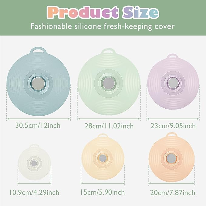 6 Pcs Microwave Splatter Covers with 6 Sizes, Heat Resistant Silicone Lids for Bowl, Reusable Pot Lids, Dishwasher Safe Suction Seal Covers for Cups Pots, Oven Fridge Pans, Skillets, Stove Top