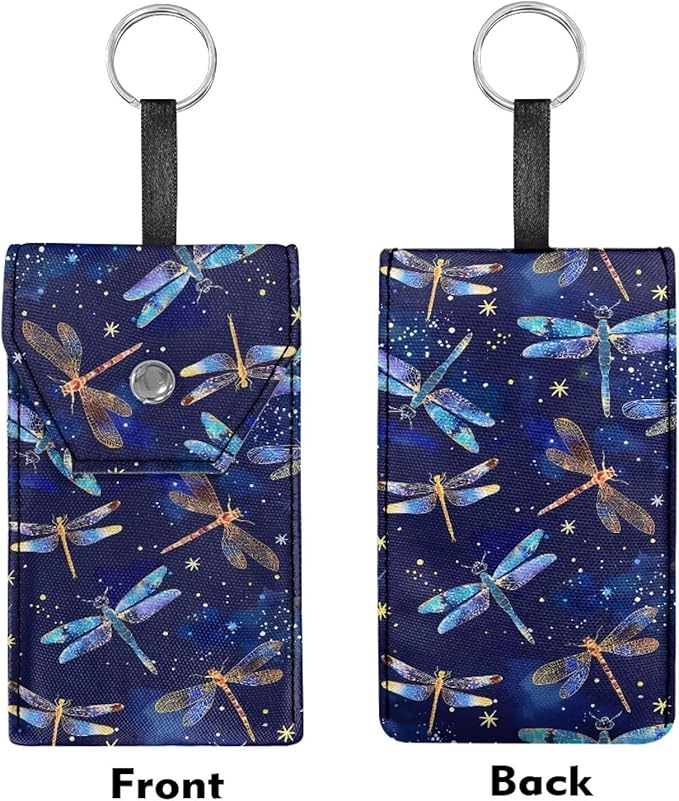 Dragonfly Tissues Purse Pocket with Hanging Rope Portable Tissue Holder for Women Travel Tissues Holder Snap Button Enclosed