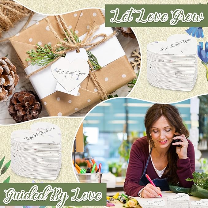 50 Pcs Funeral Memorial Seed Paper for Guests Plantable Wildflower Seeds Paper Recycled Sympathy Gifts for Loss of Father Mother Loved One Petals Tags for Guests, 2 Styles(Love)