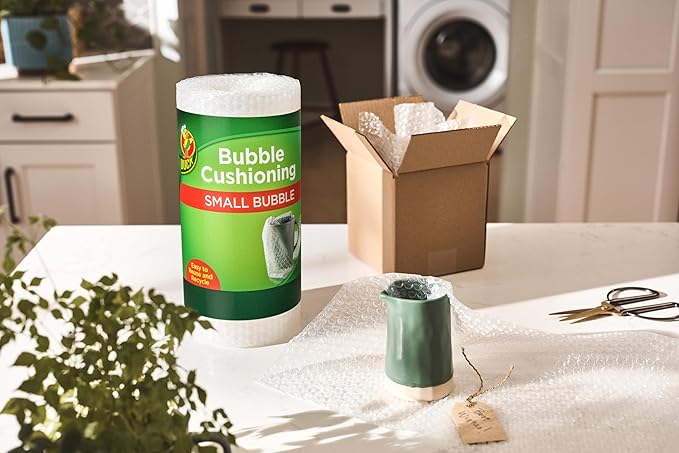 Duck Brand Bubble Wrap Original Protective Packaging, 12 Inches Wide x 30-Feet Long, Single Roll (393251), Clear (Pack of 12)