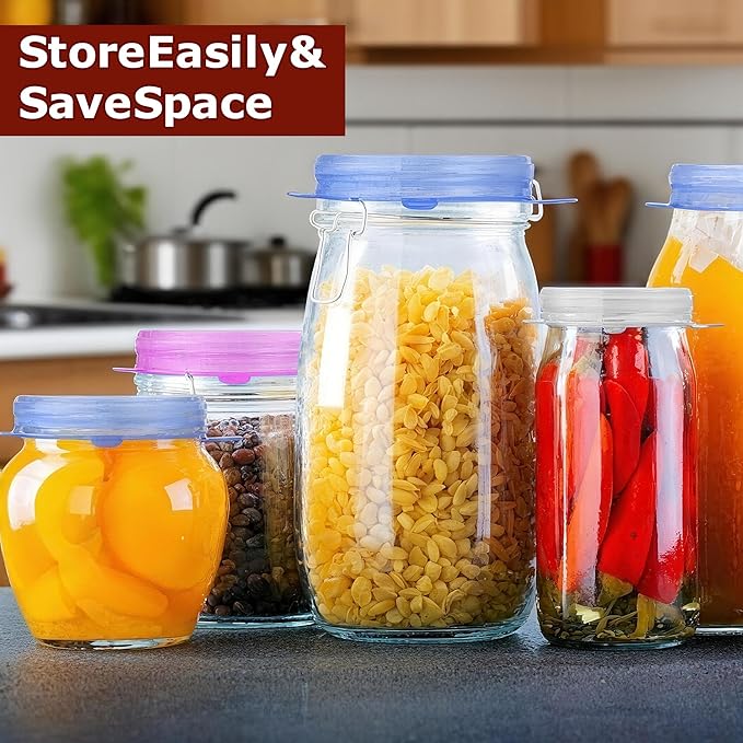 Silicone Stretch Lids, 6 Pack Silicone Lids, 6 Sizes Silicone Bowl Covers Reusable for Cups, Bowls and Dish, Flexible, Round and Rectangle Fit