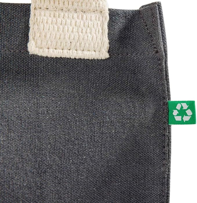 Recycled Canvas Book Bag with Full Gusset – 6 Pcs Eco-Friendly Reusable Tote Bags with Shoulder Straps, Bulk