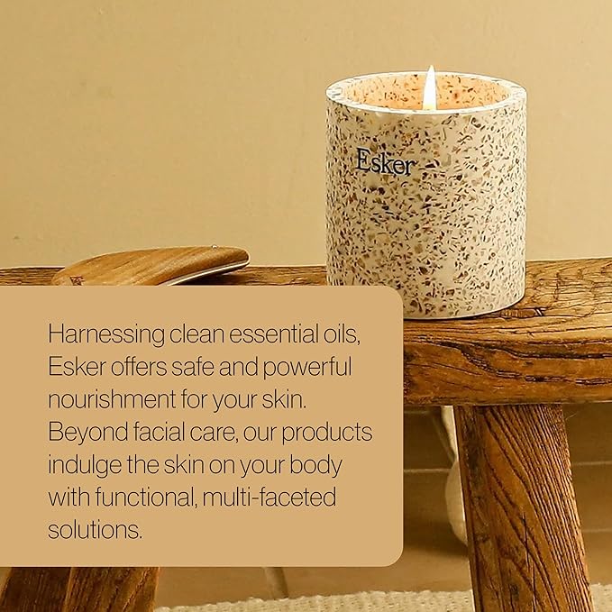 Esker Terrazzo Plantable Candle – Hand-Poured Soy Wax with Essential Oils, Eco-Friendly Reusable Planter, Includes Wildflower Seed Paper for Sustainable Gifting