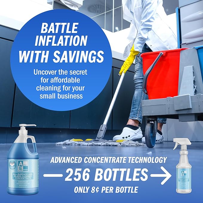 All Surface and Glass Cleaner Concentrate- Makes 256 Gallons of Powerful All Purpose Cleaner Bulk - Floor Cleaner Concentrate - All Purpose Cleaner Concentrate