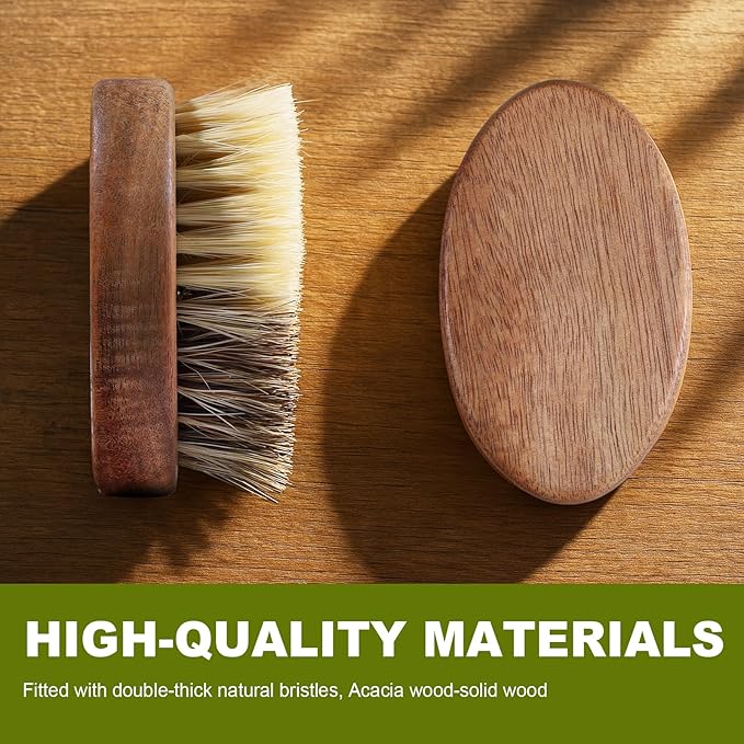 Fruit & Vegetable Cleaning Brushes with Acacia Wood Handle Natural Half Sisal Bristle Half Palm Fibers Bristles Design,Oval Shape Easy Hold,Pack of 2,Brown