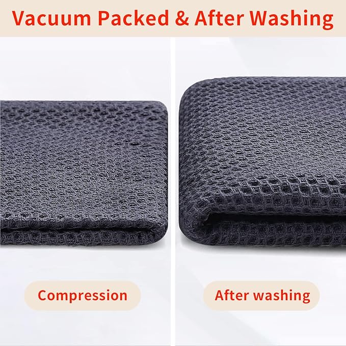 Homaxy 100% Cotton Waffle Weave Kitchen Dish Towels, Ultra Soft Absorbent Quick Drying Cleaning Towel, 20x28 Inches, 12-Pack, Dark Grey