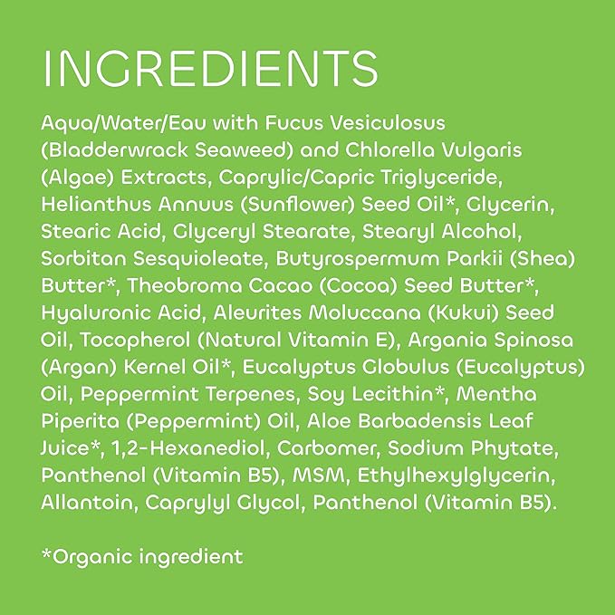Seaweed Bath Co. Hydrate Body Cream - Eucalyptus Peppermint - Hydrating Scented Moisturizer for Body and Hands - With Vitamin E, Hyaluronic Acid and Shea Butter for Dry Skin - 6 oz