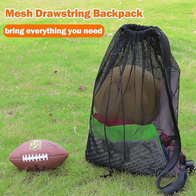 2 Packs Swim Bag Mesh Drawstring Backpack Oversized 18" x 26", Large Mesh Drawstring Backpack for Beach, Swimming, Gym, and Workout Gear (Black)