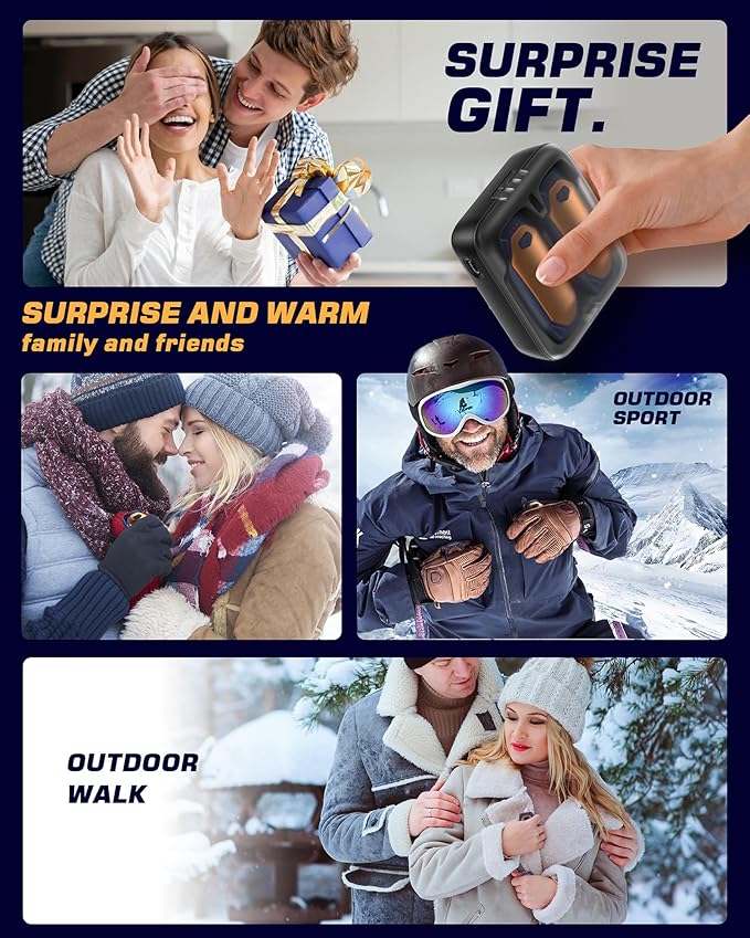 Kesguar Hand Warmers Rechargeable - 2 Pack 14000mAh AI Electric Hand Warmers with Charging Case, Magnetic 2 in 1 Pocket Handwarmers, Portable Heater Gifts for Women/Men/Golf/Camping/Hunting