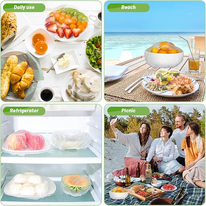 300Pcs Reusable Elastic Food Bowl Storage Covers, Sublaga Bowl Covers, Dish Plate Covers, Alternative to foil, Plastic Wrap,BPA Free