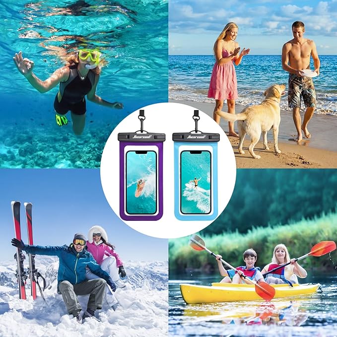 Hiearcool Universal Waterproof Phone Pouch, Dry Bag Compatible for iPhone 17 16 15 14 13 Pro Max XS Plus Samsung Galaxy S22 Cellphone Up to 8.3", IPX8 Water Proof Cell Phone Case for Beach-2Pack