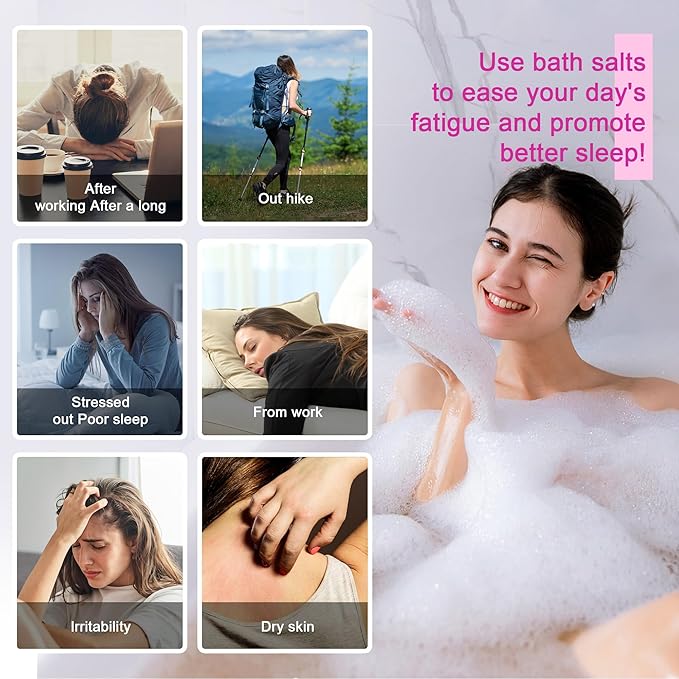Lavender Bath Salts Gift Set 6-Pack - Relaxing Aromatherapy Spa Set for Women,80g Self-Care Gifts for Mom, Mother's Day Birthday Gifts with Natural Sea Salts