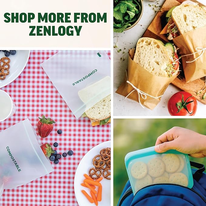 Zenlogy Reusable Beeswax Food Storage Wrap, Eco Friendly Alternative, Sustainable Organic Cut to Size Cotton Beeswax Wraps, 3 Pack (13" x 14", 10" x 11", 7" x 8")