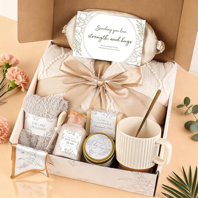 Gift Baskets for Women, Get Well Soon Gifts Basket for Women Self Care Spa Gifts After Surgery Sympathy Gift Basket for Woman Thinking of You Inspirational Christmas Birthday Present to Mom Friend