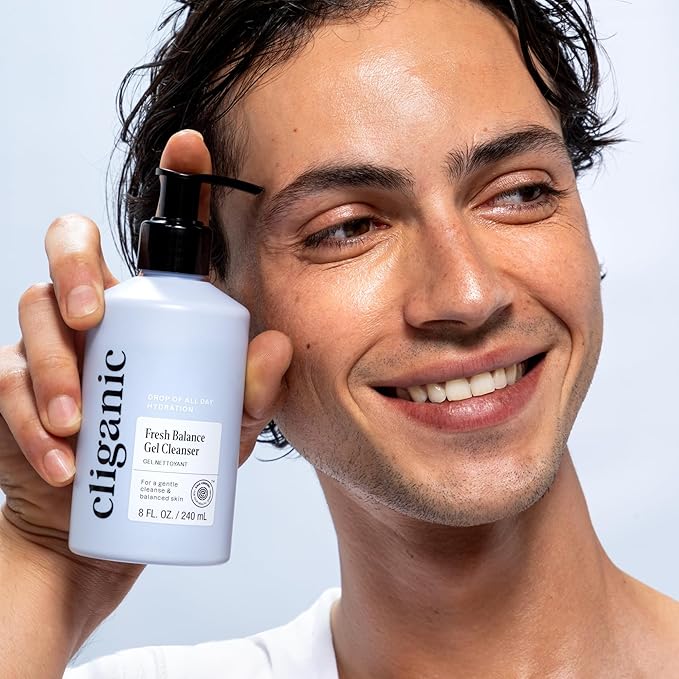Cliganic Hydrating Gel Cleanser with Triple Botanical Complex® – Gentle Face Wash with Jojoba Rosehip Argan Oils Removes Makeup & Impurities Aloe Vera Glycerin for Balanced Glowing Skin 8oz 2 PACK
