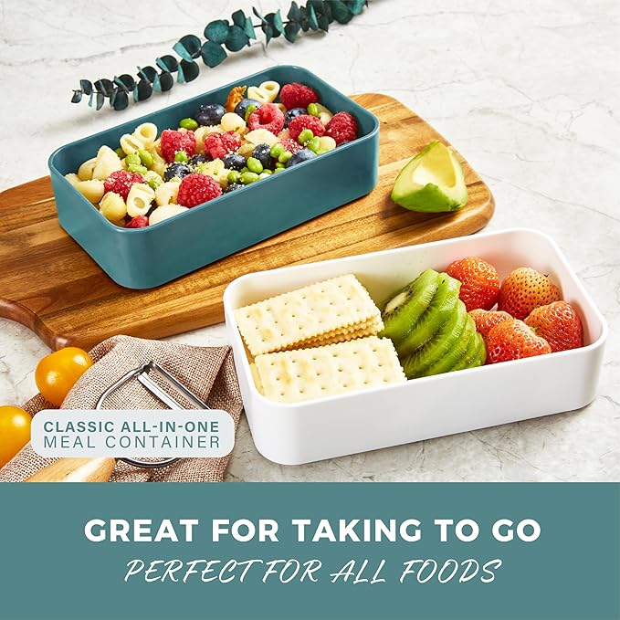 Responsible Products Leak Resistant Bento Box with Tableware for Adult - Teens, Insulated Lunch Box for Women - Men - Girls - Boys, BPA Free, Dishwasher Safe, Microwave Safe, Freezer Safe, 46 oz