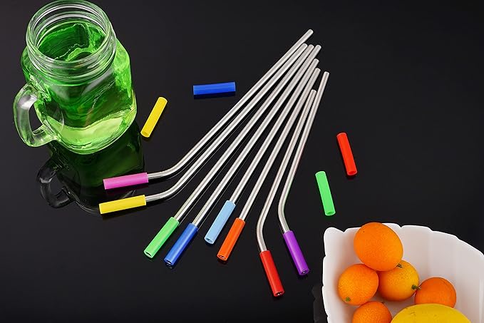 20 Pack Reusable Stainless Steel Metal Straws,10.5" & 8.5" Reusable Drinking Straws with 20 Silicone Tips 5 Straw Brushes 1 Travel Case,Eco Friendly Extra Long Metal Straw Fit for 20 24 30 oz Tumbler