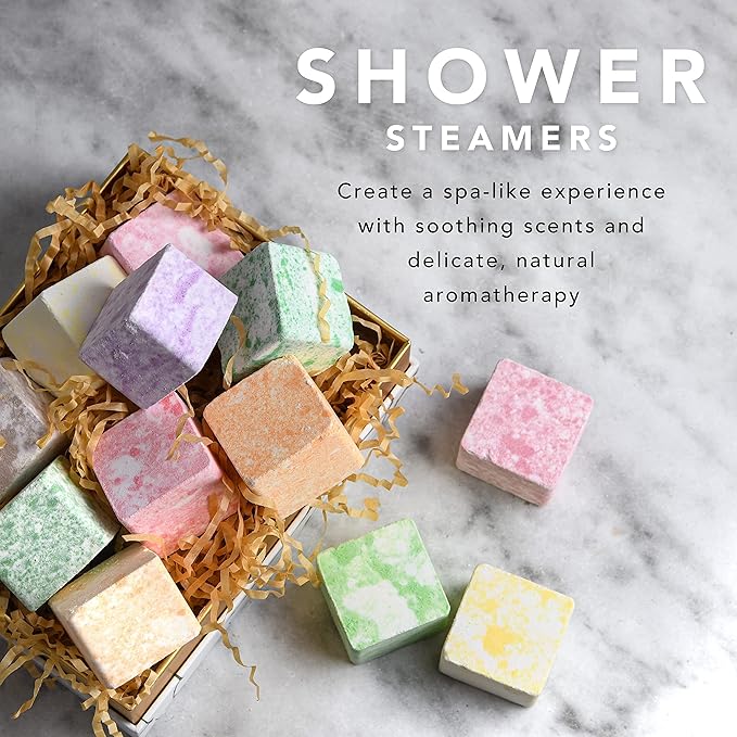 Christmas Aromatherapy Shower Steamers, Variety Pack of 12 Shower Bombs, Natural Scented Marble Shower Tablets, Birthday, Relaxing Gift Ideas for Women & Men, Essential Oil Bath Bomb Eucalyptus More