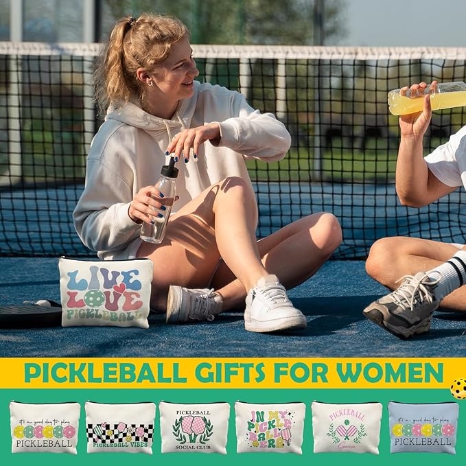 Pickleball Makeup Bag, Pickleball Gifts for Women, Gifts for Pickleball Lovers, Pickleball Stuff, Pickleball Accessories for Women, Groovy Live Love Pickleball Cosmetic Bag Toiletry Bag