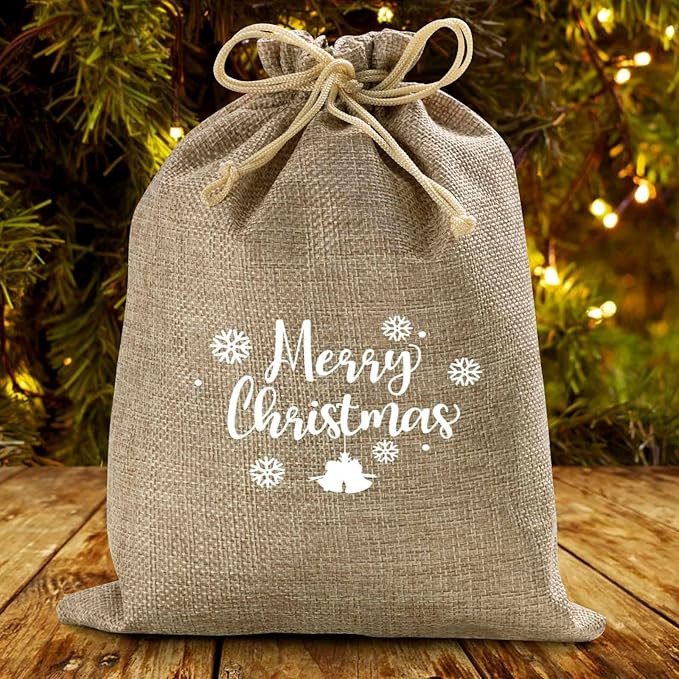 Homum 6 PCS 12x16 Inch Burlap Gift Bags with Drawstring and Gift Tags, Burlap Sack, Jute Bags for Christmas, DIY Craft