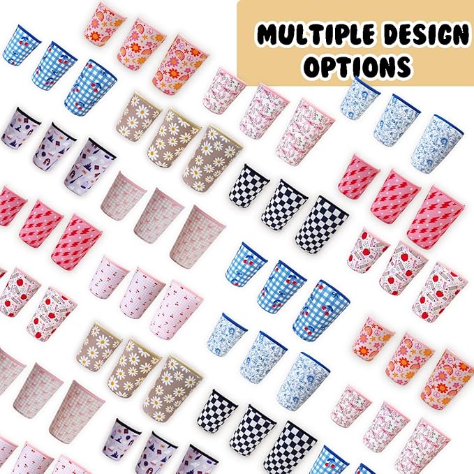 Reusable Insulated Neoprene Iced Coffee Cup Sleeve, Durable Drink Sleeve for Cold Beverages, Beverage Holder for Iced Coffee, Vintage Blossoms