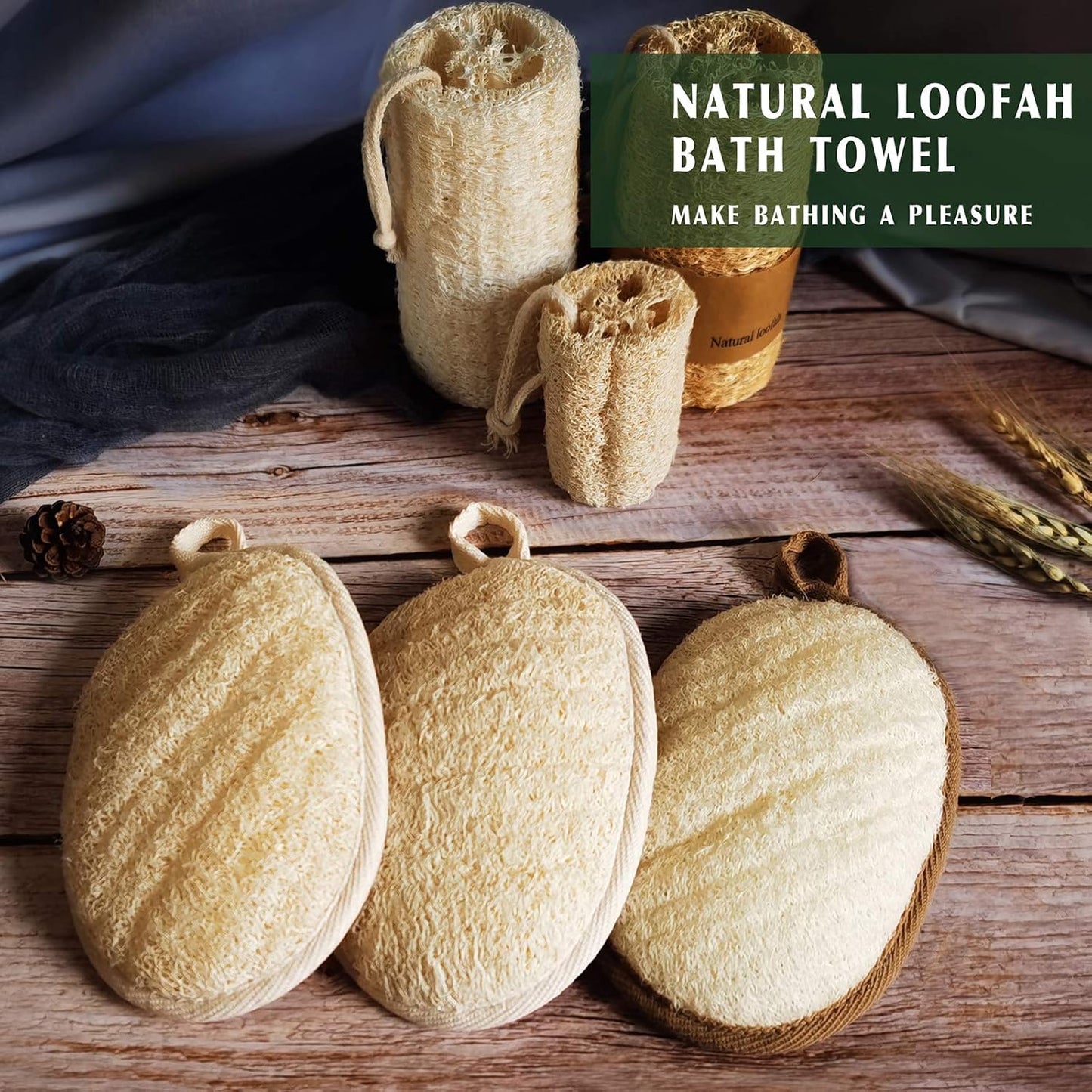 Natural Loofah Sponge Exfoliating Body Scrubber (3 Pack)