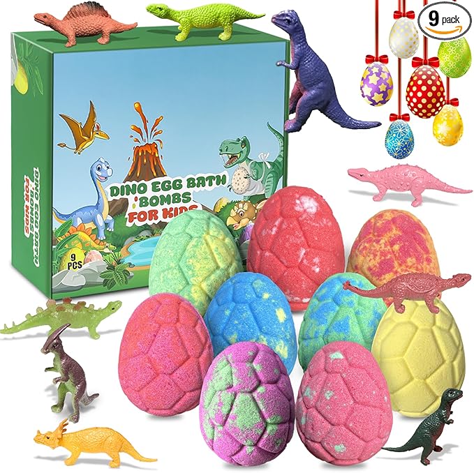 9 Pack Natural and Organic Dinosaur Bath Bombs Bubble Bath(9pcs, 90g