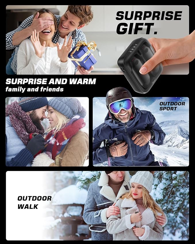 Kesguar Hand Warmers Rechargeable - 2 Pack 14000mAh AI Electric Hand Warmers with Charging Case, Magnetic 2 in 1 Pocket Handwarmers, Portable Heater Gifts for Women/Men/Golf/Camping/Hunting