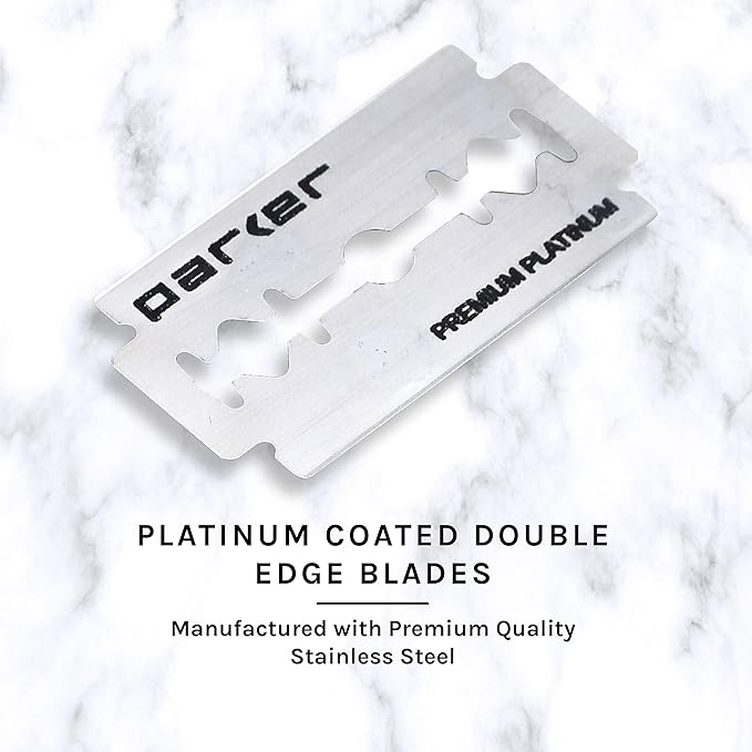 Parker Open Comb Double Edge Safety Razor – Heavyweight Chrome Handle for Closer Shaves – Includes 5 Razor Blades – Ideal for Men with Thick or Coarse Beards (26C - Graphite Gray)