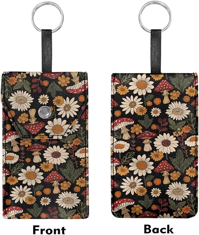 Purse Tissue Packs Lightweight Canvas Tissue Bag Travel Tissue Pouch for Coins Paper Keys Decorative Tissue Holder for Daily Mushroom Daisy