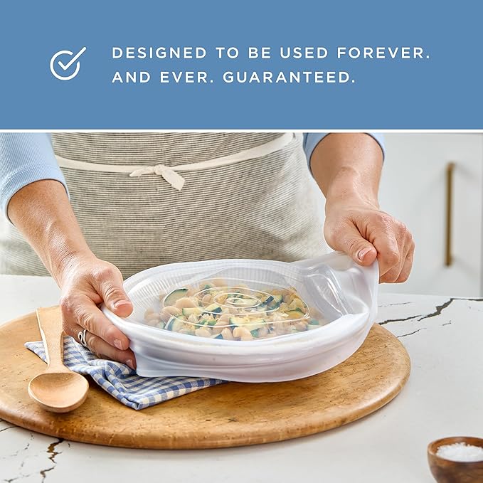Stasher Premium Reusable Silicone Stretch Lids Variety 4-Pack, Clear, 9", 6.5", 4.5", 2.5", Airtight Seal, Food Container Covers, BPA Free, Leak-free, Dishwasher Safe, Microwave Safe, Eco-Friendly
