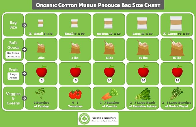 Nut Milk Bag - Reusable produce Sacks - Vegetable Cotton Muslin Bags for Refrigerator, Storing potato, Large and Washale Hemp Bags (3 Large - 12"x15")