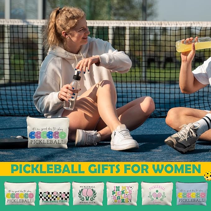 Pickleball Gifts for Women: Colorful Makeup Bag, It's a Good Day to Play Cosmetic Toiletry Bag, Gifts for Pickleball Lovers (Blue)