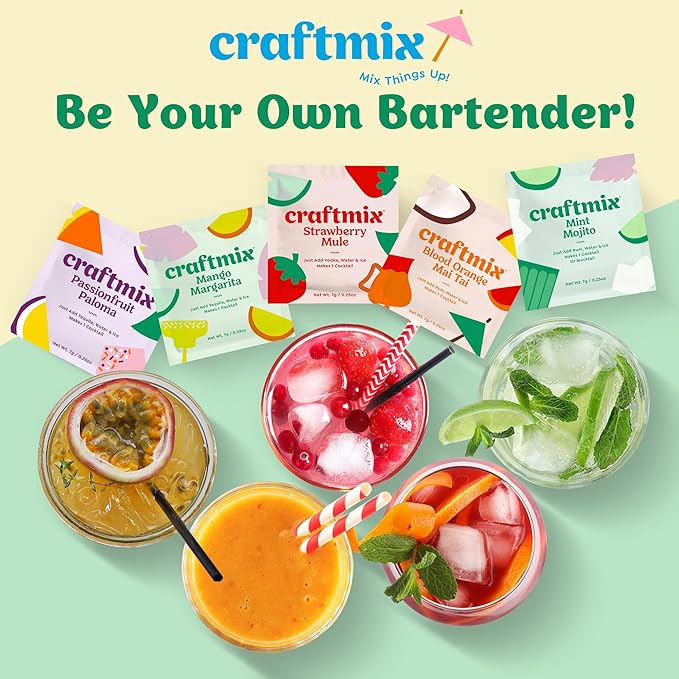 Craftmix Skinny Margarita Cocktail & Mocktail Drink Mixer, Skinny Mixes - Water Flavoring Packets - Made With Real Fruit - Vegan, No-Carb, No-Sugar, Non-GMO, Dairy Free, Gluten Free, 24 Pack