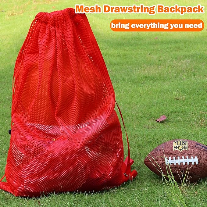 2 Packs Swim Bag Mesh Drawstring Backpack Oversized 18" x 26", Large Mesh Drawstring Backpack for Beach, Swimming, Gym, and Workout Gear (Red)