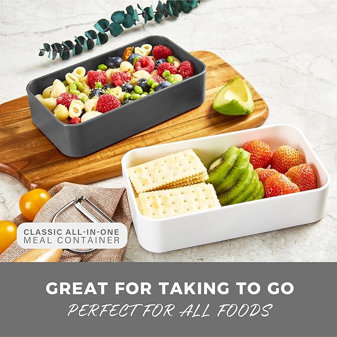 Responsible Products Leak Resistant Bento Box with Tableware for Adult - Teens, Insulated Lunch Box for Women - Men - Girls - Boys, BPA Free, Dishwasher Safe, Microwave Safe, Freezer Safe, 46 oz