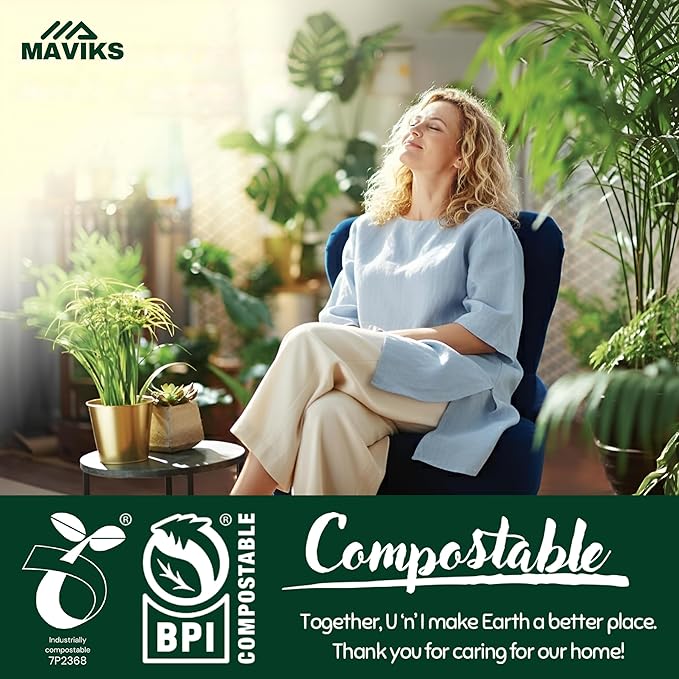 Super Durable Biodegradable Compostable Trash Bags 13 Gallons / 49.2 Liter, Green Biodegradable Trash Bags 80 Pcs, Small Kitchen Compost Bags for Countertop Bin, BPI & OK Compost Certified
